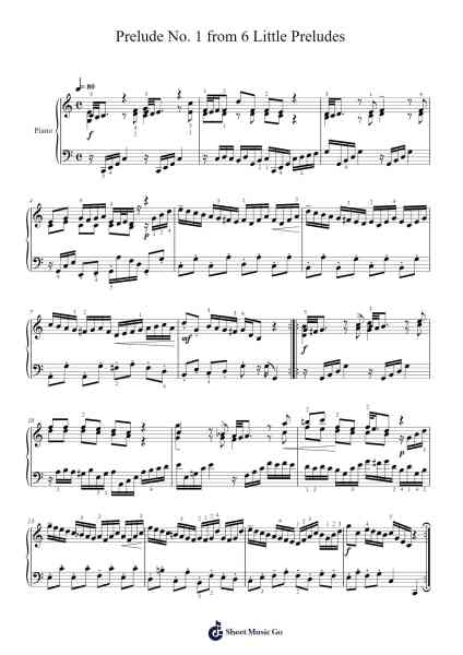 Prelude No. 1 from 6 Little Preludes Sheet Music by Johann Sebastian Bach-Arr.Beautle