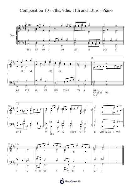 Composition 10 - 7ths, 9ths, 11th and 13ths - Piano Sheet Music by Browningrite-Arr.Humeleen Bachnat