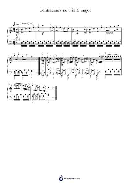 Contradance No. 1 in C Major Sheet Music by Ludwig van Beethoven-Arr.Felnah Puvien