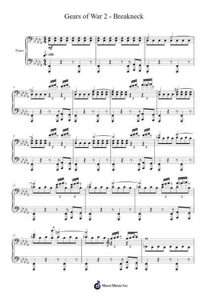 Gears of War 2 - Breakneck Sheet Music by Steve Jablonsky-Arr.Bloorfunk Hanlaine