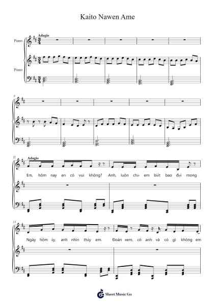 Kaito Nawen Ame NHH phonhac no.02 Sheet Music by Kaito Nawen Ame-Arr.Leisa