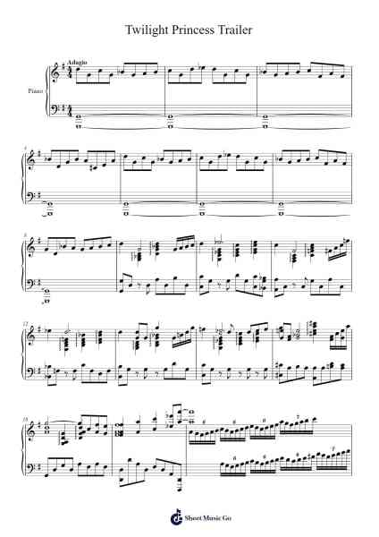 Twilight Princess Trailer Sheet Music by Koji Kondo-Arr.Junegia Wato
