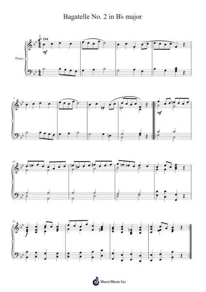 Bagatelle No. 2 in B♭ major Sheet Music by Swiftlvis-Arr.Bunkyle Wanmia