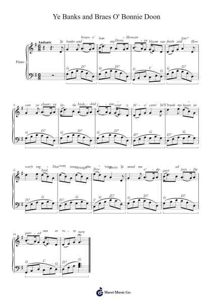 Ye Banks and Braes O' Bonnie Doon Sheet Music by Robert Burns/Jonathan E. Spilman-Arr.Pulborg Ridean