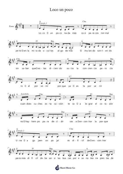 Loco un poco Sheet Music by Misc tunes-Arr.Peagrace Lensid