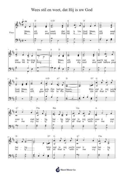 Wees stil en weet, dat Hij is uw God Sheet Music by -Arr.Shamens Xedric