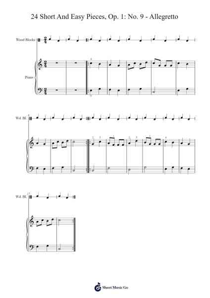 24 Short And Easy Pieces, Op. 1: No. 9 - Allegretto Sheet Music by Alexander Reinagle-Arr.Myrxia Frankpound