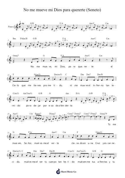 No me mueve mi Dios para quererte (Soneto) Sheet Music by David Carreño-Arr.Souyet Jamesnolds