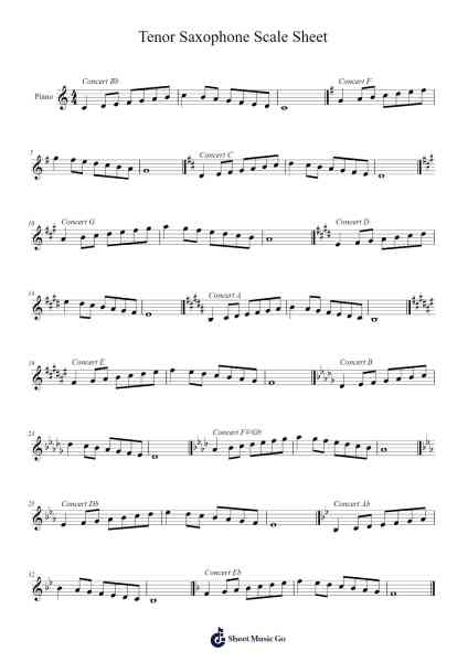 Tenor Saxophone Scale Sheet Sheet Music by Rind-Arr.Carlphrey