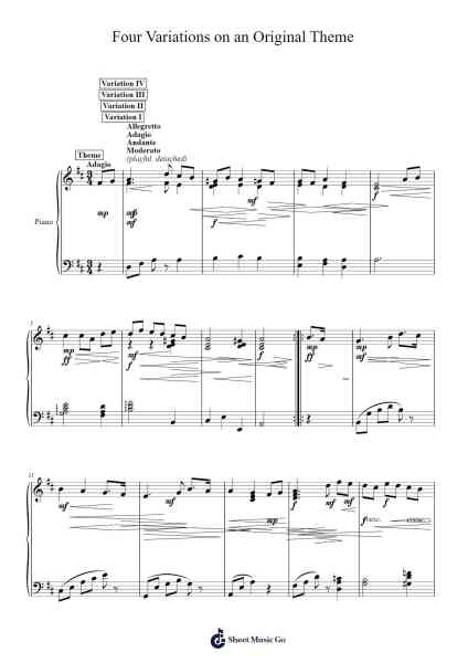 Four Variations on an Original Theme 楽譜 by Er Chiang Kai-Arr.Lytnoah