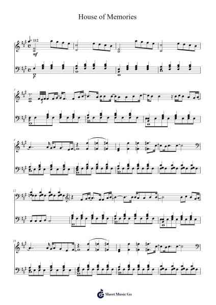 House of Memories Sheet Music by Panic! At The Disco-Arr.Mccan