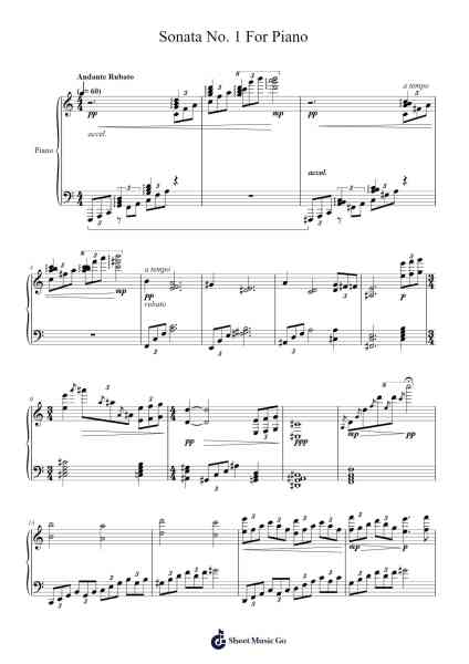 Sonata No. 1 For Piano Sheet Music by Matthew Wheeler-Arr.Tofrances