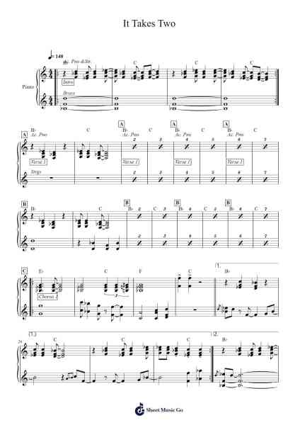 It Takes Two 樂譜由 Kim Weston/Marvin Gaye - 編曲 Dunkin Betcie