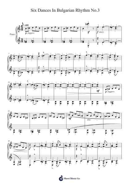 Six Dances in Bulgarian Rhythm No. 3 from Mikrokosmos, Sz. 107, BB 105 Sheet Music by Béla Bartók-Arr.Peay