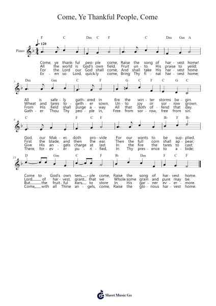 Come, Ye Thankful People, Come Sheet Music by George J. Elvey-Arr.Junegia Wato