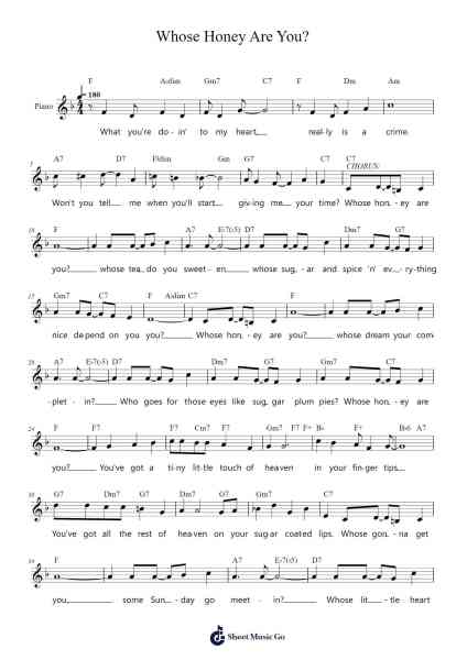 Whose Honey Are You? Sheet Music by J Fred Coots-Arr.Wildech Mopold