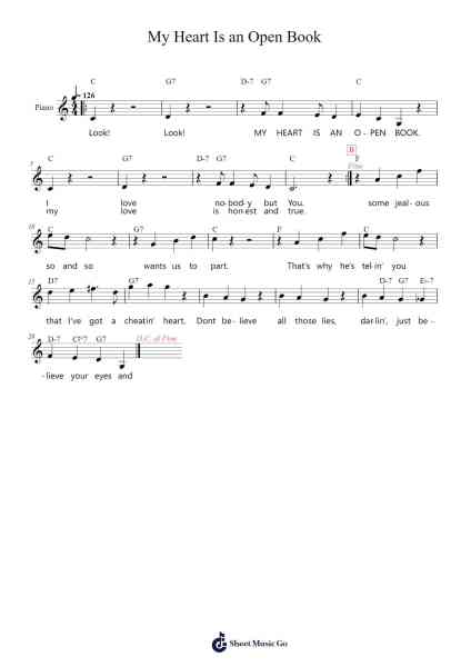 My Heart Is an Open Book Sheet Music by Carl Dobkins Jr.-Arr.Prittpeg