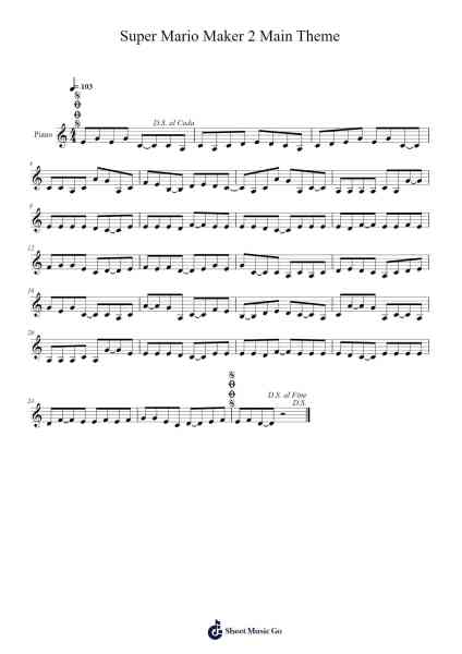 Super Mario Maker 2 Main Theme Sheet Music by Nintendo-Arr.Paygill Noaho'neil