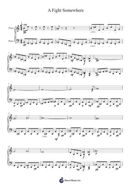 A Fight Somewhere Sheet Music by Vesuvial-Arr.Trollfax