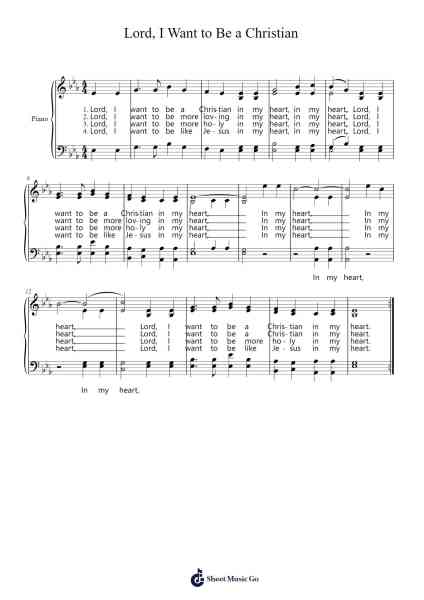 Lord, I Want to Be a Christian Sheet Music by Poundnions-Arr.Hoonell Norusk