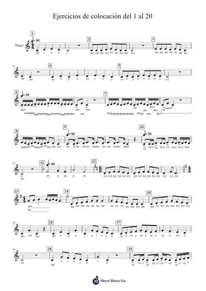 Ejercicios de colocación del 1 al 20 Sheet Music by chredu78-Arr.Sanhan Eipscius