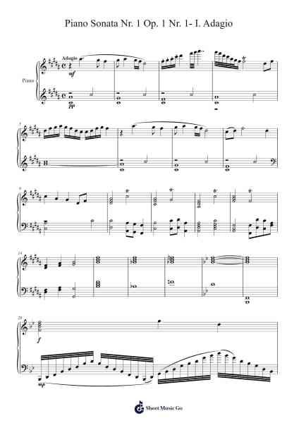Piano Sonata Nr. 1 Op. 1 Nr. 1- I. Adagio โน้ตเพลงโดย Jacob Jörgren-Arr.Ribloor