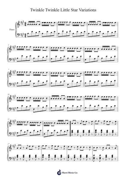 Twinkle Twinkle Little Star Variations 樂譜由 Suzuki - 編曲 Calbrown Yertate