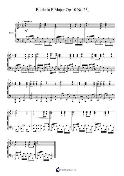 Etude in F Major, Op. 10, No. 23 Sheet Music by Yvesmeg Todrey-Arr.Fanses Tabyoung