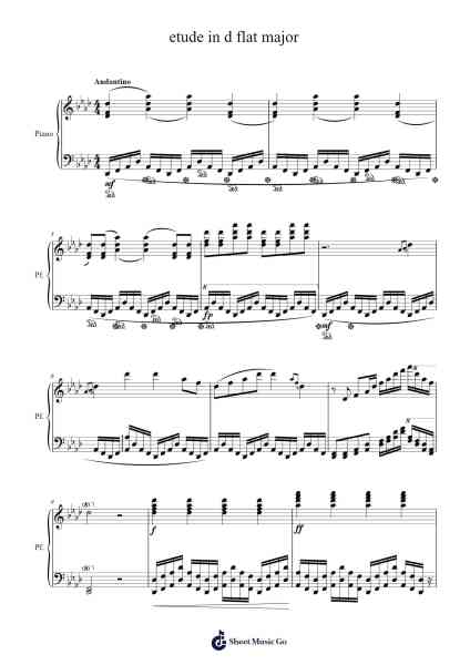 Etude in D-flat Major Sheet Music by Kekko-Arr.Lewcar