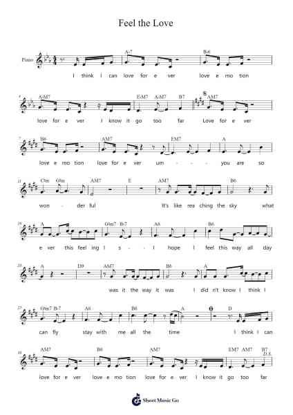 Feel the Love Sheet Music by Tatemund Virleign-Arr.Carlwilde Yonngcam