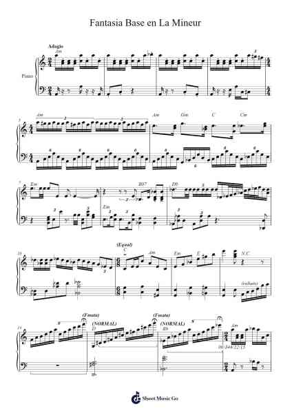 Fantasia Base en La Mineur Sheet Music by -Arr.Fmar Geearl