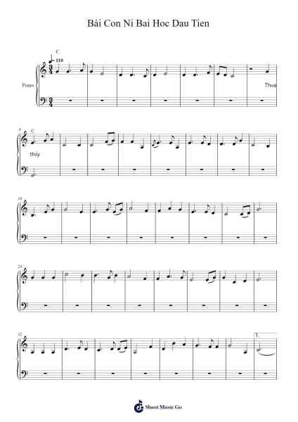 Bài Con Ni Bai Hoc Dau Tien Sheet Music by Wolffred Trolldawn-Arr.Zoethune