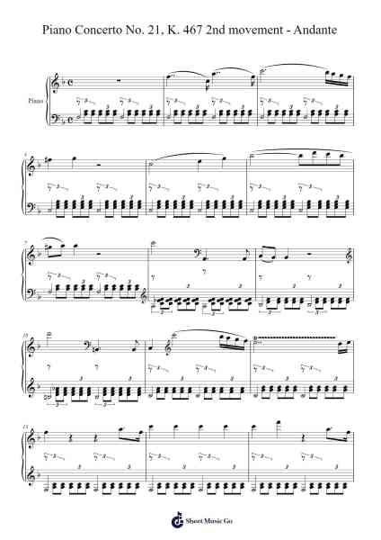 Piano Concerto No. 21 in C Major, K. 467: II. Andante Sheet Music by Wolfgang Amadeus Mozart-Arr.Barias Raborn
