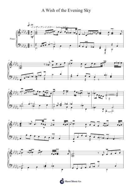 A Wish of the Evening Sky Sheet Music by Toursbur-Arr.Odefred