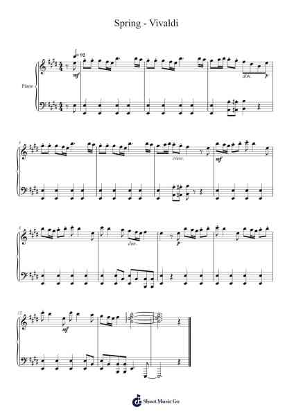 Spring - Vivaldi Sheet Music by Antonio Vivaldi-Arr.Brucefe Payjim