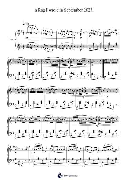 A Rag I Wrote in September 2023 Sheet Music by Sunwoo Lim-Arr.Yulegus