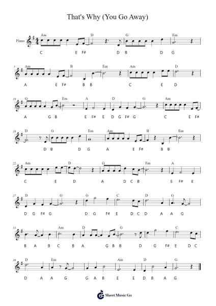 That's Why (You Go Away) Sheet Music by -Arr.Juddnice