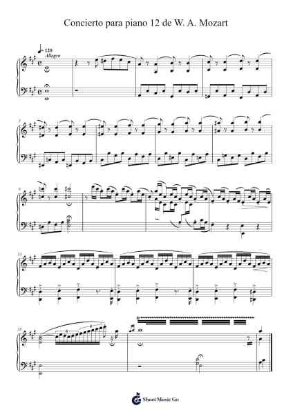 Cadencia del 1er Movimiento del Concierto para piano 12 de W. A. Mozart Sheet Music by W. A. Mozart-Arr.Thomfrank Springper