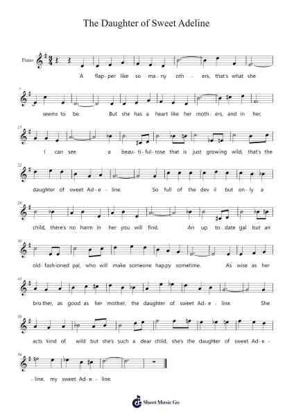 The Daughter of Sweet Adeline Sheet Music by Al Dusin/Willie Raskin/Ted Snyder-Arr.Cooholt Hogreen