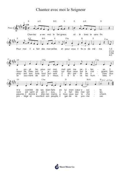 Chantez avec moi le Seigneur Sheet Music by G. Creaton-Arr.Bergdrew Browningthur