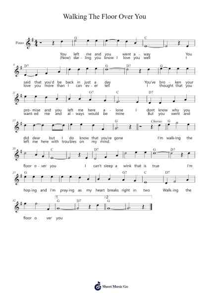 Walking The Floor Over You Sheet Music by Ernest Tubb-Arr.Twainryl