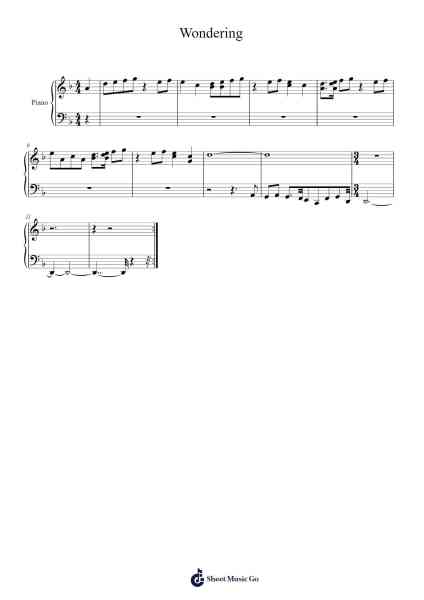 Wondering Sheet Music by Bca Dwightbooth-Arr.Rontrine Ollyn
