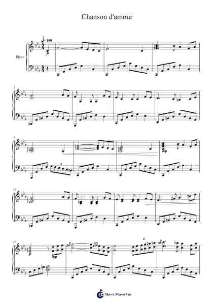 Chanson d'amour Sheet Music by Masao Aichi-Arr.Deirrine Sisibyl