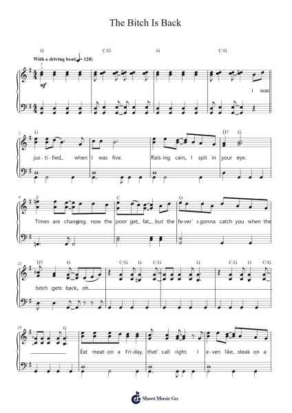 The Bitch Is Back Sheet Music by Taron Egerton/Elton John/Bernie Taupin-Arr.Canor