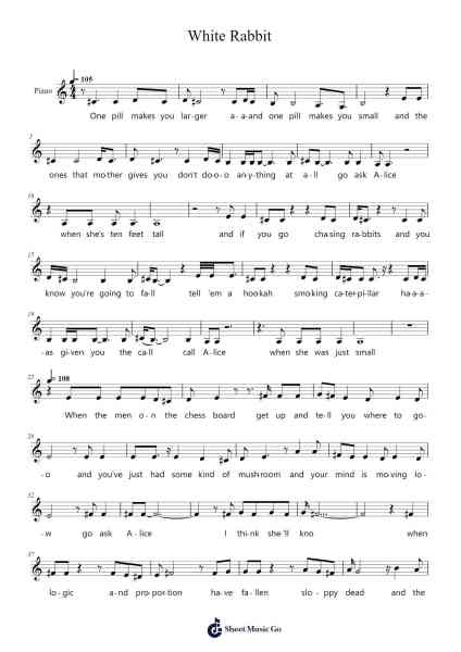 White Rabbit Sheet Music by Jefferson Airplane-Arr.Steelerah