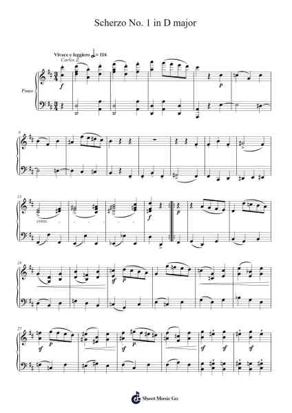 Scherzo No. 1 in D Major Sheet Music by Carlos Z.-Arr.Leiflance Bessvian