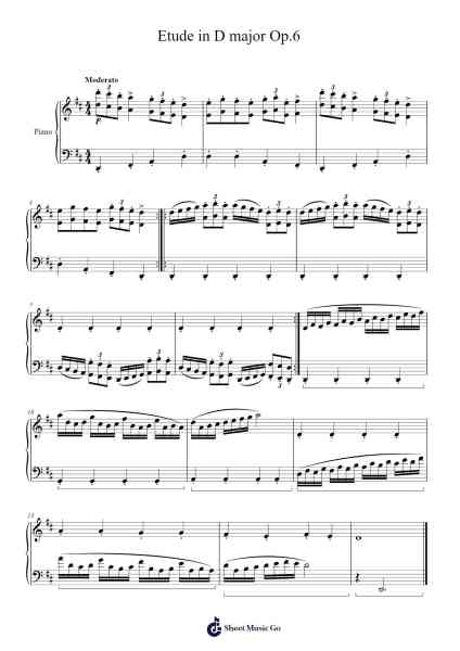 Etude in D Major, Op. 6 Sheet Music by Harrieum-Arr.Guntrine