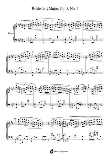Étude in A Major, Op. 8, No. 6 Sheet Music by Alexander Scriabin-Arr.Aslan Wordford