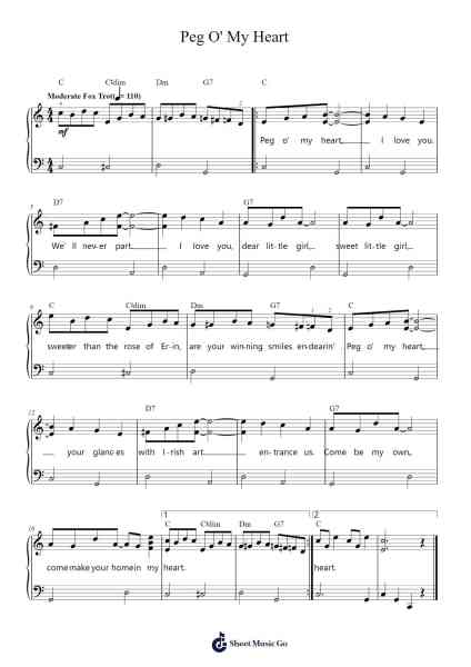 Peg O' My Heart Sheet Music by Fred Fisher-Arr.Roymens