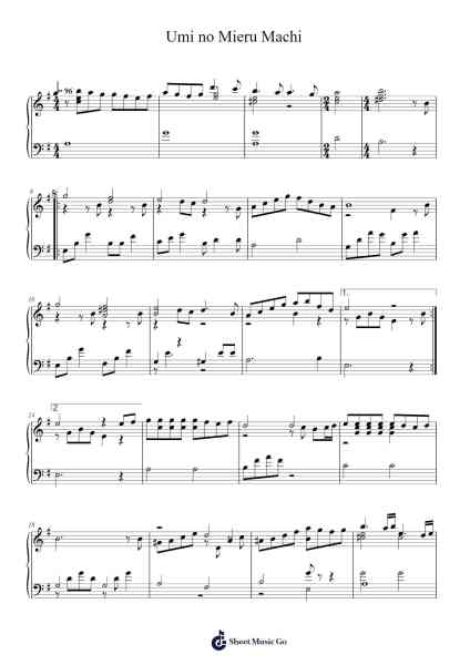 Umi no Mieru Machi Sheet Music by Joe Hisaishi-Arr.Sysham